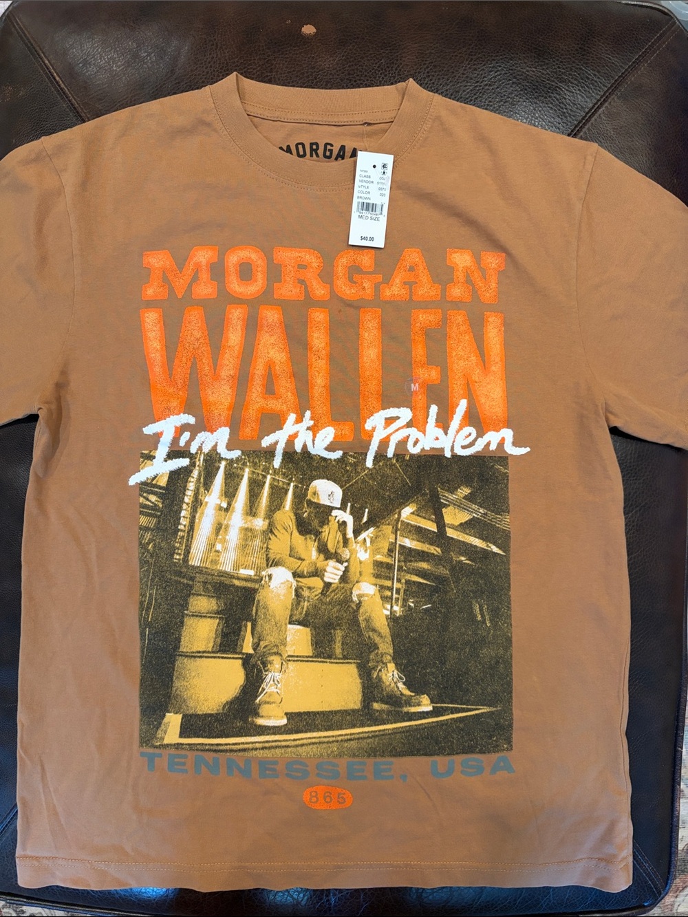 PacSun Morgan Wallen Brown Graphic Tee with Orange and White Print